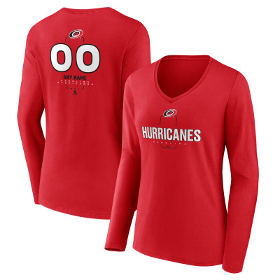 Женская Именная футболка Carolina Hurricanes Red Name & Number Midfielder Long Sleeve V-Neck