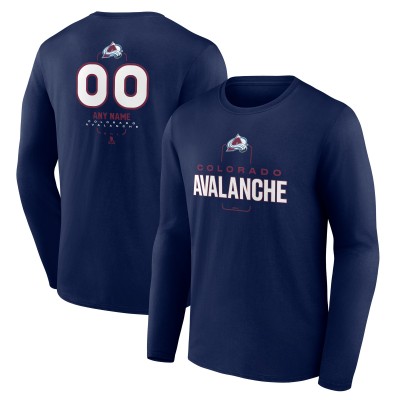 Именная футболка с длинным рукавом Colorado Avalanche Navy Midfielder