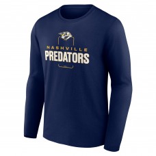 Nashville Predators Navy Personalized Name & Number Midfielder Long Sleeve T-Shirt
