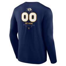 Nashville Predators Navy Personalized Name & Number Midfielder Long Sleeve T-Shirt