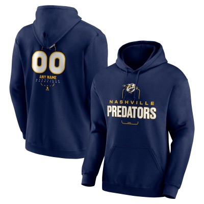 Nashville Predators Navy Personalized Name & Number Midfielder Pullover Hoodie