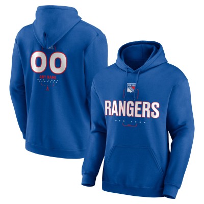 New York Rangers Blue Personalized Name & Number Midfielder Pullover Hoodie