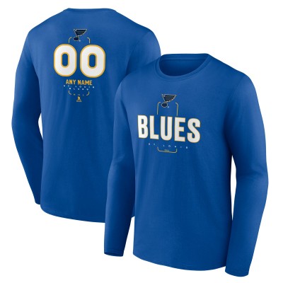 St. Louis Blues Blue Personalized Name & Number Midfielder Long Sleeve T-Shirt