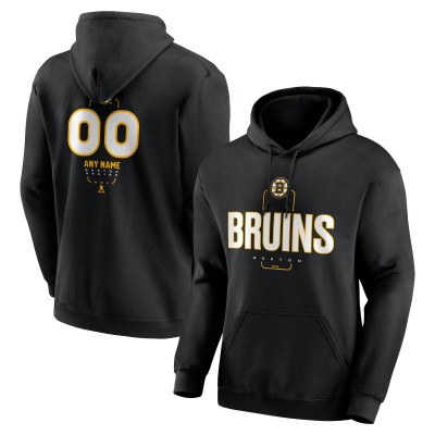 Boston Bruins Black Personalized Name & Number Midfielder Pullover Hoodie