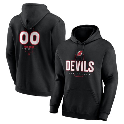 New Jersey Devils Black Personalized Name & Number Midfielder Pullover Hoodie
