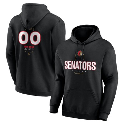 Ottawa Senators Black Personalized Name & Number Midfielder Pullover Hoodie