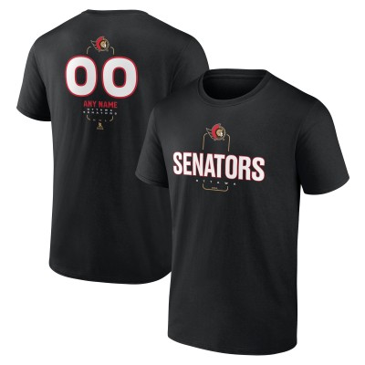 Ottawa Senators Black Personalized Name & Number Midfielder T-Shirt