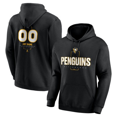 Pittsburgh Penguins Black Personalized Name & Number Midfielder Pullover Hoodie