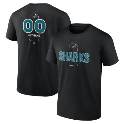 Футболка San Jose Sharks Black Personalized Name & Number Midfielder
