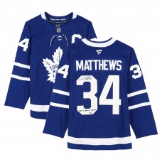 Auston Matthews Toronto Maple Leafs Autographed Fanatics Authentic Blue Fanatics Premium Jersey with 26th Leafs Captain Inscription - Limited Edition of 25