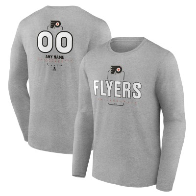 Футболка с длинным рукавом Philadelphia Flyers Gray Personalized Name & Number Midfielder