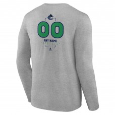 Vancouver Canucks Gray Personalized Name & Number Midfielder Long Sleeve T-Shirt