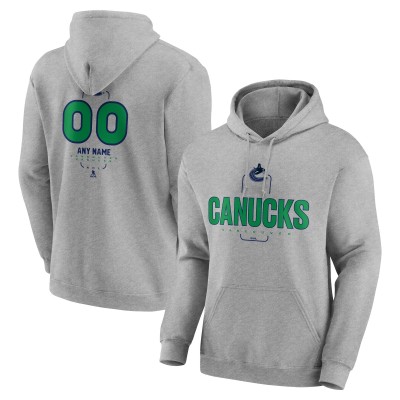 Vancouver Canucks Gray Personalized Name & Number Midfielder Pullover Hoodie