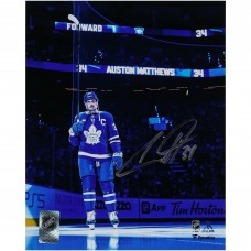 Auston Matthews Toronto Maple Leafs Autographed Fanatics Authentic 8 x 10 Blue Jersey Pregame Salute Photograph