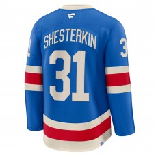 New York Rangers Igor Shesterkin Fanatics Blue Centennial Premium Jersey New York Rangers Igor Shesterkin Fanatics Blue Centennial Premium Jersey