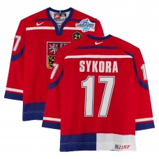 Petr Sykora Team Czech Republic Fanatics Authentic Game-Used #17 Red Nike Jersey from the 2004 World Cup of Hockey