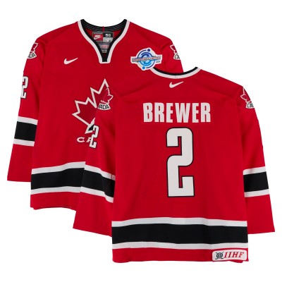 Eric Brewer Team Canada Fanatics Authentic Game-Used #2 Red Nike Jersey from the 2004 World Cup of Hockey