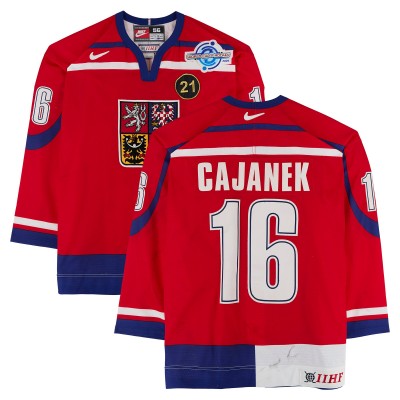 Petr Cajanek Team Czech Republic Fanatics Authentic Game-Used #16 Red Nike Jersey from the 2004 World Cup of Hockey