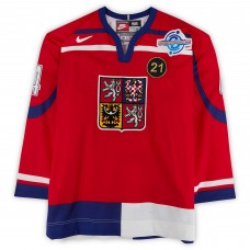 Roman Hamrlik Team Czech Republic Fanatics Authentic Game-Used #4 Red Nike Jersey from the 2004 World Cup of Hockey