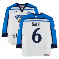 Sami Salo Team Finland Fanatics Authentic Game-Used #6 White Nike Jersey from the 2004 World Cup of Hockey