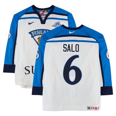 Sami Salo Team Finland Fanatics Authentic Game-Used #6 White Nike Jersey from the 2004 World Cup of Hockey