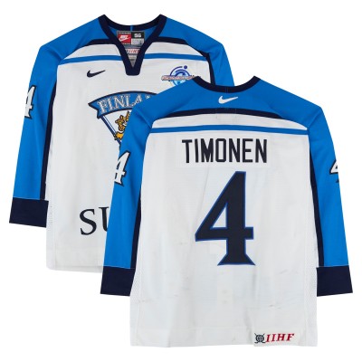 Kimmo Timonen Team Finland Fanatics Authentic Game-Used #4 White Nike Jersey from the 2004 World Cup of Hockey
