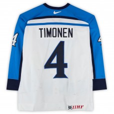 Kimmo Timonen Team Finland Fanatics Authentic Game-Used #4 White Nike Jersey from the 2004 World Cup of Hockey