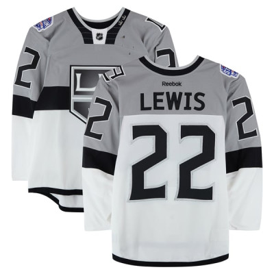 Тренировочный джерси Trevor Lewis Los Angeles Kings Fanatics Authentic White vs. San Jose Sharks on February 21, 2015