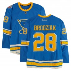 Kyle Brodziak St. Louis Blues Fanatics Authentic Practice-Used #28 Blue Reebok Jersey vs. Chicago Blackhawks on January 2, 2017 - NHL Winter Classic - Worn During Warm-Ups