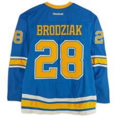 Kyle Brodziak St. Louis Blues Fanatics Authentic Practice-Used #28 Blue Reebok Jersey vs. Chicago Blackhawks on January 2, 2017 - NHL Winter Classic - Worn During Warm-Ups