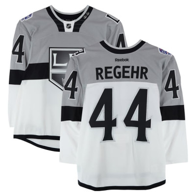 Тренировочный джерси Robyn Regehr Los Angeles Kings Fanatics Authentic White vs. San Jose Sharks on February 21, 2015