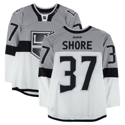 Тренировочный джерси Nick Shore Los Angeles Kings Fanatics Authentic White vs. San Jose Sharks on February 21, 2015