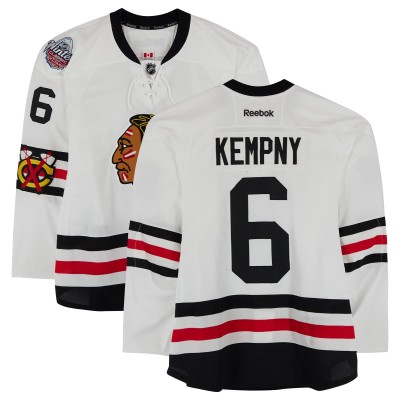 Michal Kempny Chicago Blackhawks Fanatics Authentic Practice-Used #6 White Reebok Jersey vs. St. Louis Blues on January 2, 2017 - NHL Winter Classic - Worn During Warm-Ups