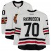 Dennis Rasmussen Chicago Blackhawks Fanatics Authentic Practice-Used #70 White Reebok Jersey vs. St. Louis Blues on January 2, 2017 - NHL Winter Classic - Worn During Warm-Ups