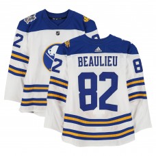 Nathan Beaulieu Buffalo Sabres Fanatics Authentic Practice-Used #82 White adidas Jersey vs. New York Rangers on January 1, 2018 - NHL Winter Classic - Worn During Warm-Ups