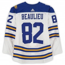 Nathan Beaulieu Buffalo Sabres Fanatics Authentic Practice-Used #82 White adidas Jersey vs. New York Rangers on January 1, 2018 - NHL Winter Classic - Worn During Warm-Ups