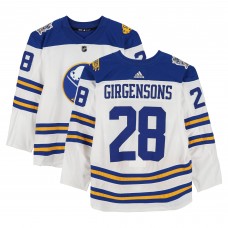 Zemgus Girgensons Buffalo Sabres Fanatics Authentic Practice-Used #28 White adidas Jersey vs. New York Rangers on January 1, 2018 - NHL Winter Classic - Worn During Warm-Ups
