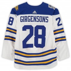 Zemgus Girgensons Buffalo Sabres Fanatics Authentic Practice-Used #28 White adidas Jersey vs. New York Rangers on January 1, 2018 - NHL Winter Classic - Worn During Warm-Ups