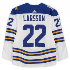 Johan Larsson Buffalo Sabres Fanatics Authentic Practice-Used #22 White adidas Jersey vs. New York Rangers on January 1, 2018 - NHL Winter Classic - Worn During Warm-Ups