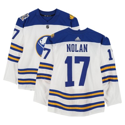 Jordan Nolan Buffalo Sabres Fanatics Authentic Practice-Used #17 White adidas Jersey vs. New York Rangers on January 1, 2018 - NHL Winter Classic - Worn During Warm-Ups