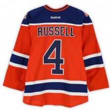 Kris Russell Edmonton Oilers Fanatics Authentic Practice-Used #4 Orange Reebok Jersey vs. Winnipeg Jets on October 23, 2016 - NHL Heritage Classic - Worn During Warm-Ups