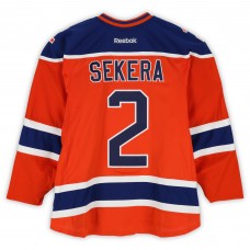 Andrej Sekera Edmonton Oilers Fanatics Authentic Practice-Used #2 Orange Reebok Jersey vs. Winnipeg Jets on October 23, 2016 - NHL Heritage Classic - Worn During Warm-Ups