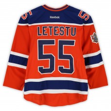 Mark Letestu Edmonton Oilers Fanatics Authentic Practice-Used #55 Orange Reebok Jersey vs. Winnipeg Jets on October 23, 2016 - NHL Heritage Classic - Worn During Warm-Ups