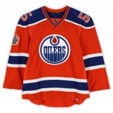 Mark Letestu Edmonton Oilers Fanatics Authentic Practice-Used #55 Orange Reebok Jersey vs. Winnipeg Jets on October 23, 2016 - NHL Heritage Classic - Worn During Warm-Ups