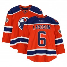 Adam Larsson Edmonton Oilers Fanatics Authentic Practice-Used #6 Orange Reebok Jersey vs. Winnipeg Jets on October 23, 2016 - NHL Heritage Classic - Worn During Warm-Ups