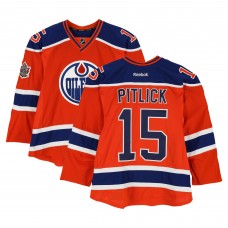 Tyler Pitlick Edmonton Oilers Fanatics Authentic Practice-Used #15 Orange Reebok Jersey vs. Winnipeg Jets on October 23, 2016 - NHL Heritage Classic - Worn During Warm-Ups