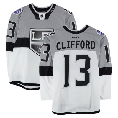 Тренировочный джерси Kyle Clifford Los Angeles Kings Fanatics Authentic White vs. San Jose Sharks on February 21, 2015