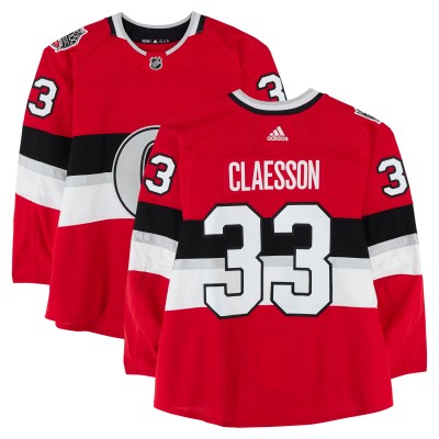 Fredrik Claesson Ottawa Senators Fanatics Authentic Practice-Used #33 Red adidas Jersey vs. Montreal Canadiens on December 16, 2017 - NHL100 Classic - Worn During Warm-Ups