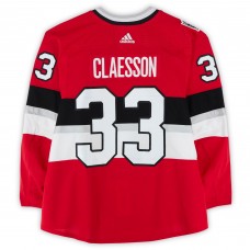 Fredrik Claesson Ottawa Senators Fanatics Authentic Practice-Used #33 Red adidas Jersey vs. Montreal Canadiens on December 16, 2017 - NHL100 Classic - Worn During Warm-Ups