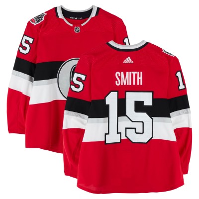 Zack Smith Ottawa Senators Fanatics Authentic Practice-Used #15 Red adidas Jersey vs. Montreal Canadiens on December 16, 2017 - NHL100 Classic - Worn During Warm-Ups